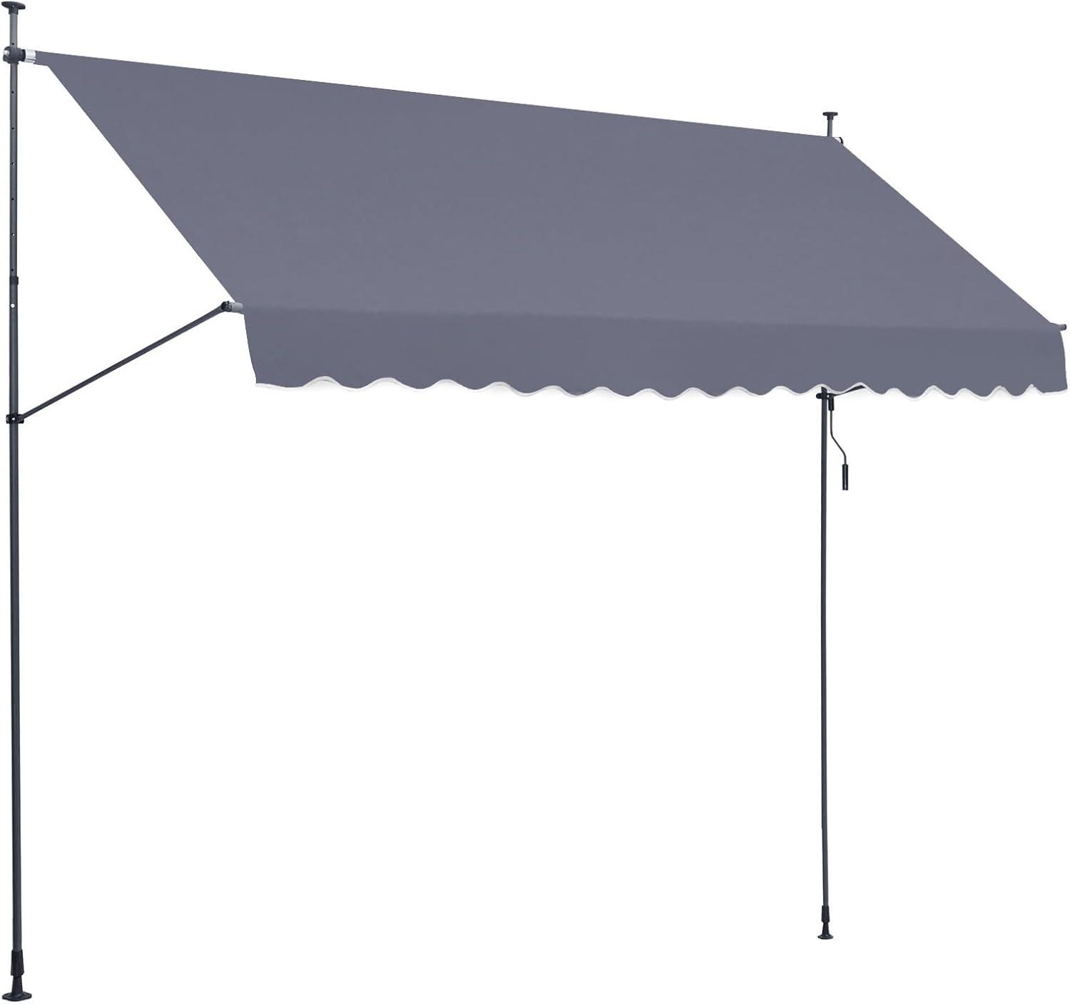 image:imageVEVOR 138 x 47 Patio Awning Retractable Outdoor Retractable Patio Awning Sunshade Shelter Adjustable Patio Door Window Canopy with Manual Crank Handle for Backyard Garden Balcony Dark Gray157 47