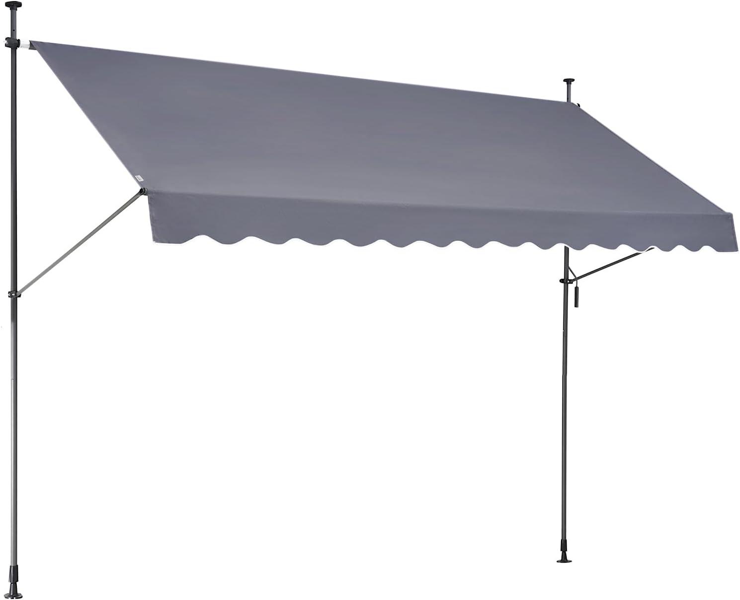 image:imageVEVOR 138 x 47 Patio Awning Retractable Outdoor Retractable Patio Awning Sunshade Shelter Adjustable Patio Door Window Canopy with Manual Crank Handle for Backyard Garden Balcony Dark Gray138 47