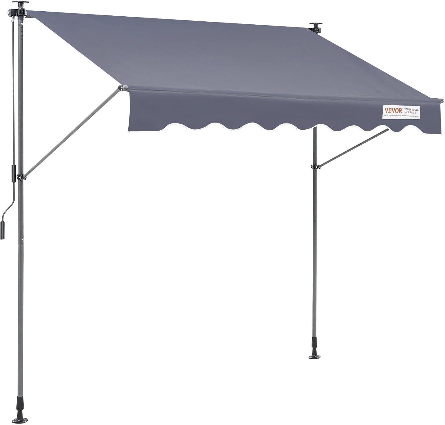 image:imageVEVOR 138 x 47 Patio Awning Retractable Outdoor Retractable Patio Awning Sunshade Shelter Adjustable Patio Door Window Canopy with Manual Crank Handle for Backyard Garden Balcony Dark Gray118 47