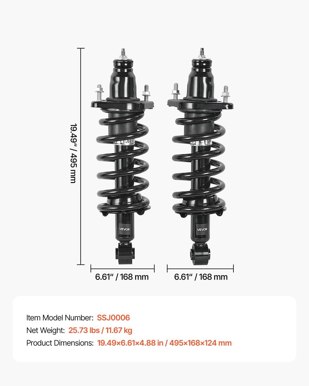 image:imageVEVOR 172497L 172497R Rear Shock Absorber Strut 2Pcs Shock and Strut Assembly with Coil Spring Compatible with 20072009 Honda CRV Automotive Replacement Struts0709 Honda CRV Rear