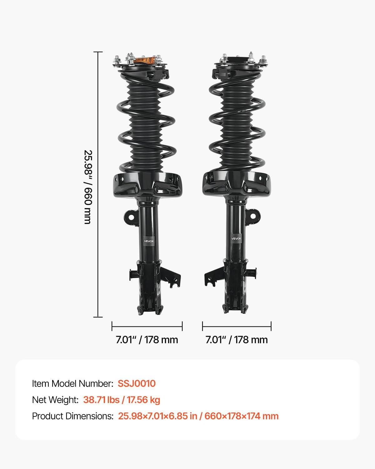 image:imageVEVOR 172497L 172497R Rear Shock Absorber Strut 2Pcs Shock and Strut Assembly with Coil Spring Compatible with 20072009 Honda CRV Automotive Replacement Struts0714 Honda CRV Front