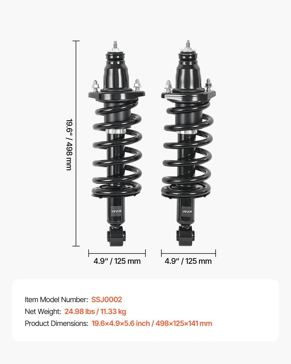 image:imageVEVOR 172497L 172497R Rear Shock Absorber Strut 2Pcs Shock and Strut Assembly with Coil Spring Compatible with 20072009 Honda CRV Automotive Replacement Struts0206 Honda CRV Rear