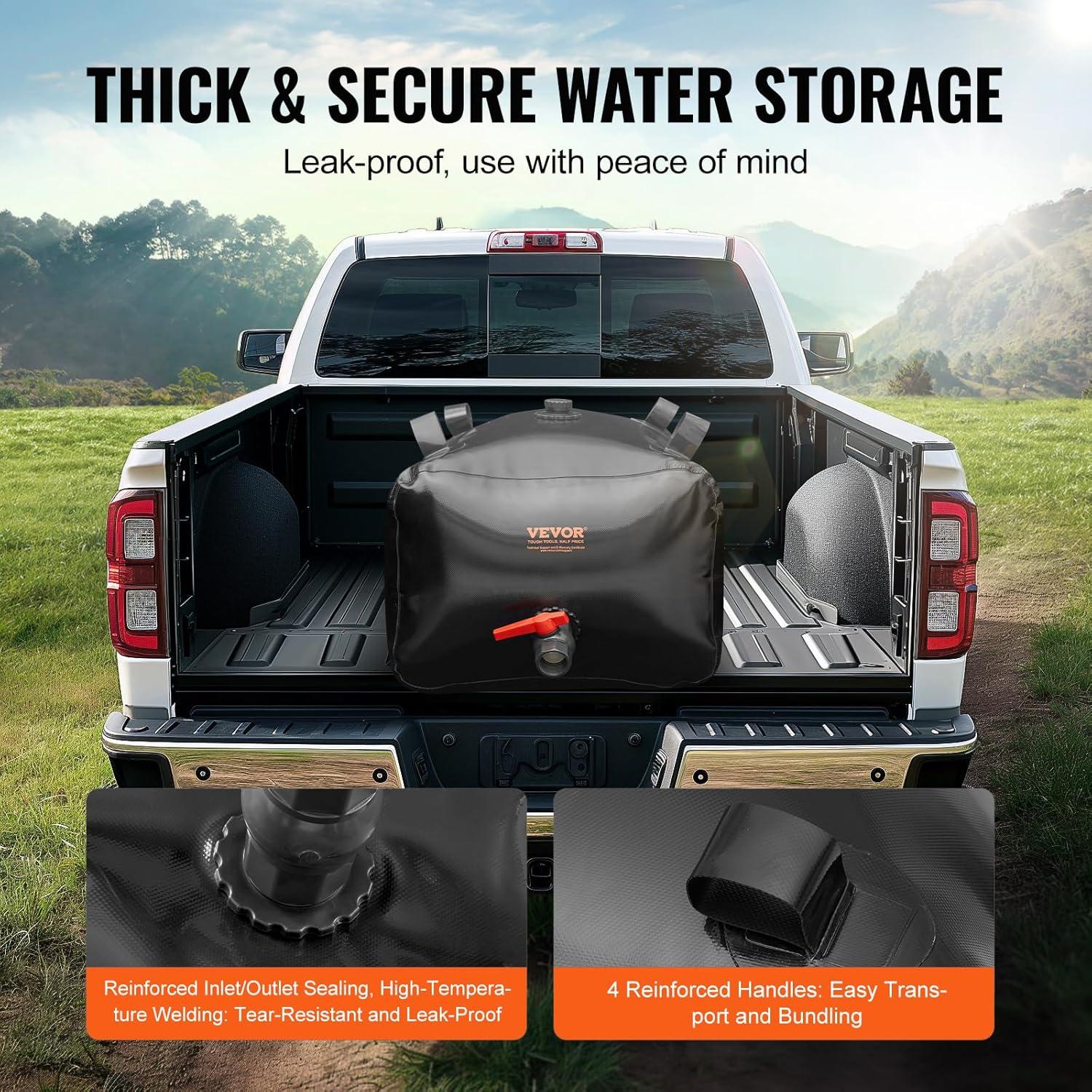 image:imageVEVOR 240L634 Gallon Water Storage Bladder Portable RV Water Tank 1000D PVC Collapsible Water Storage Containers Soft Water Storage Bag Water Bladder Fire Prevention Camping Emergency WaterBlack
