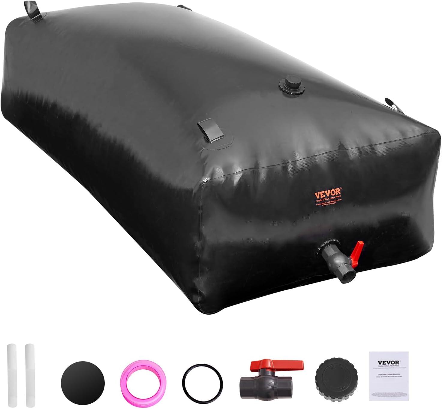 image:imageVEVOR 240L634 Gallon Water Storage Bladder Portable RV Water Tank 1000D PVC Collapsible Water Storage Containers Soft Water Storage Bag Water Bladder Fire Prevention Camping Emergency WaterBlack