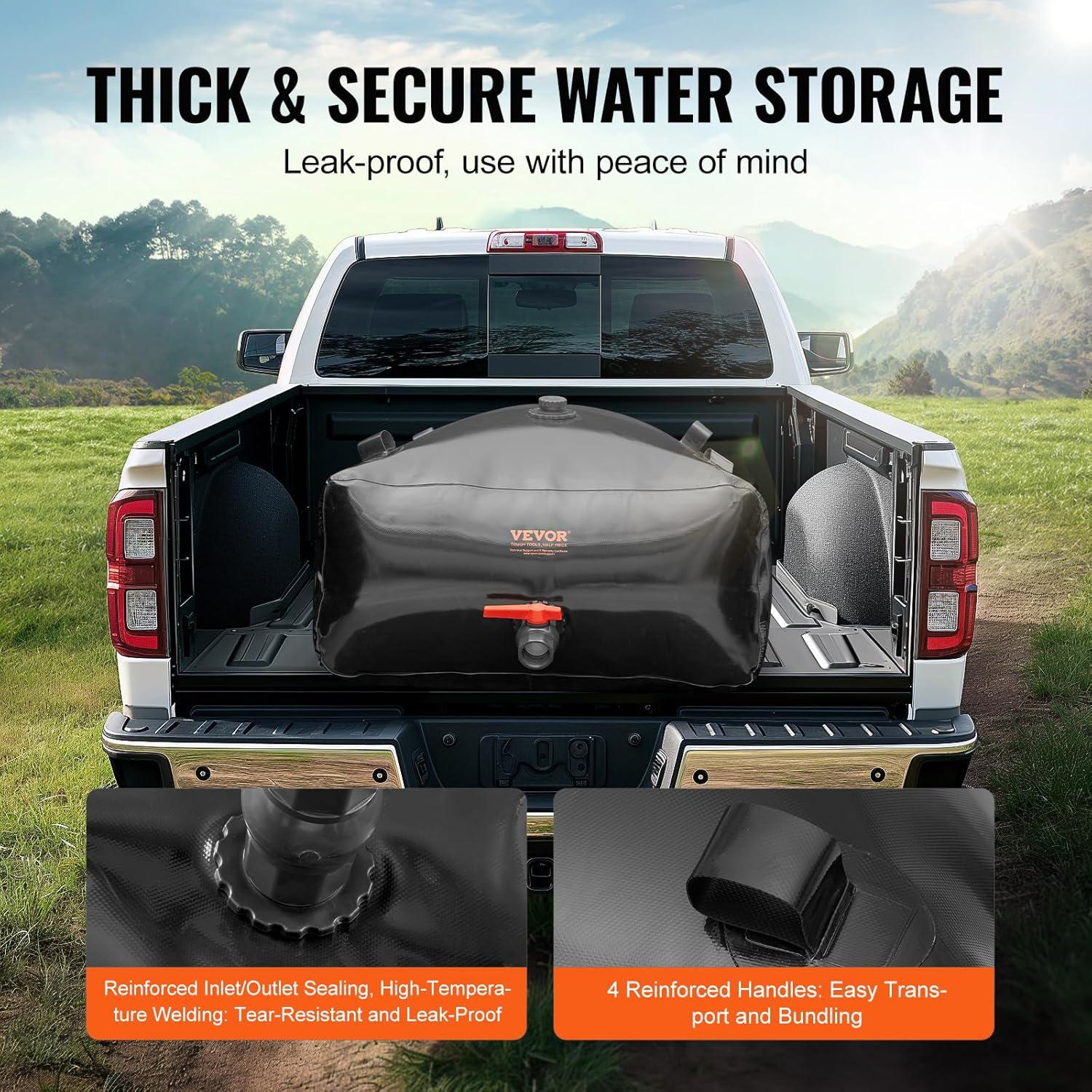 image:imageVEVOR 240L634 Gallon Water Storage Bladder Portable RV Water Tank 1000D PVC Collapsible Water Storage Containers Soft Water Storage Bag Water Bladder Fire Prevention Camping Emergency WaterBlack