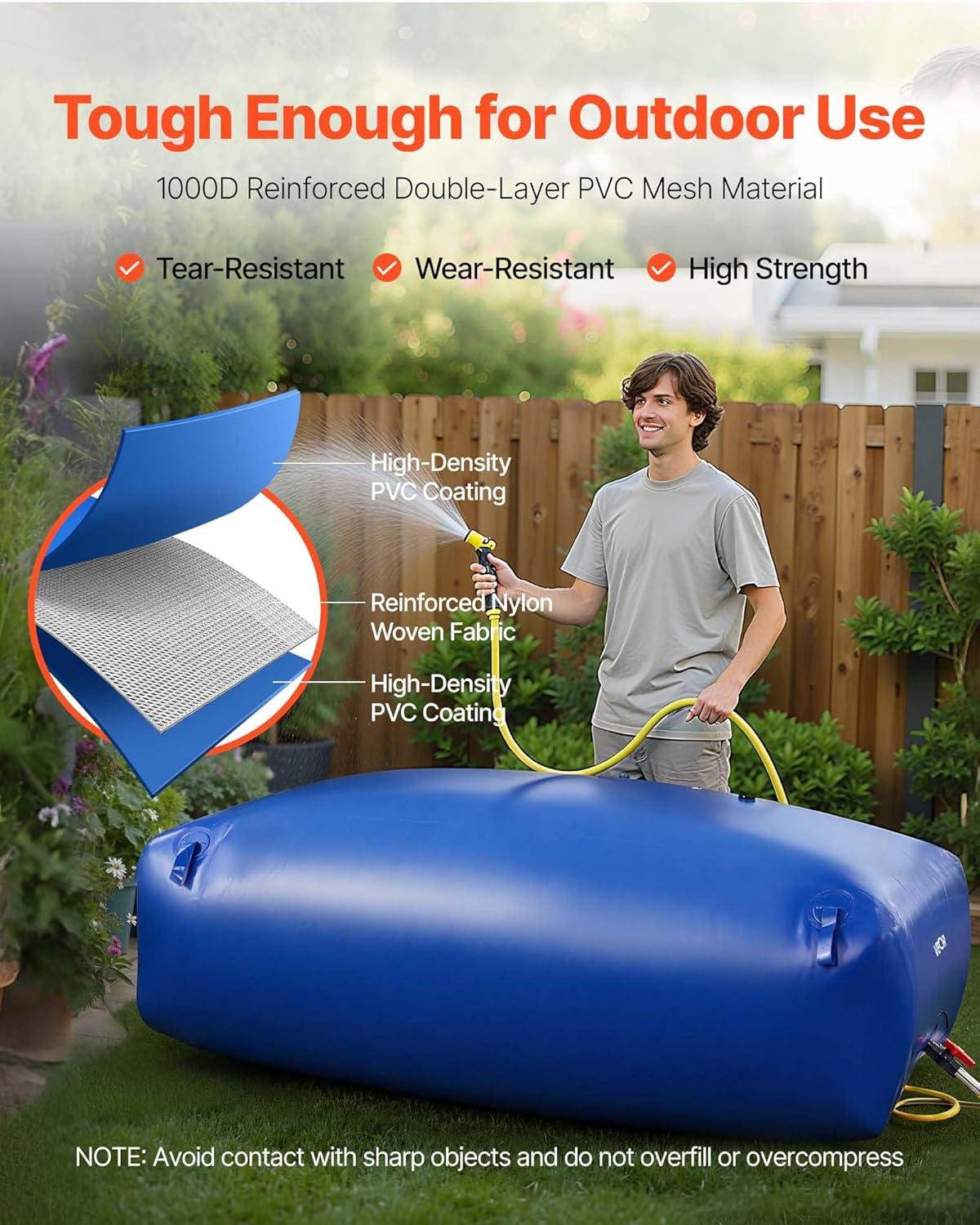 image:imageVEVOR 240L634 Gallon Water Storage Bladder Portable RV Water Tank 1000D PVC Collapsible Water Storage Containers Soft Water Storage Bag Water Bladder Fire Prevention Camping Emergency WaterBlue