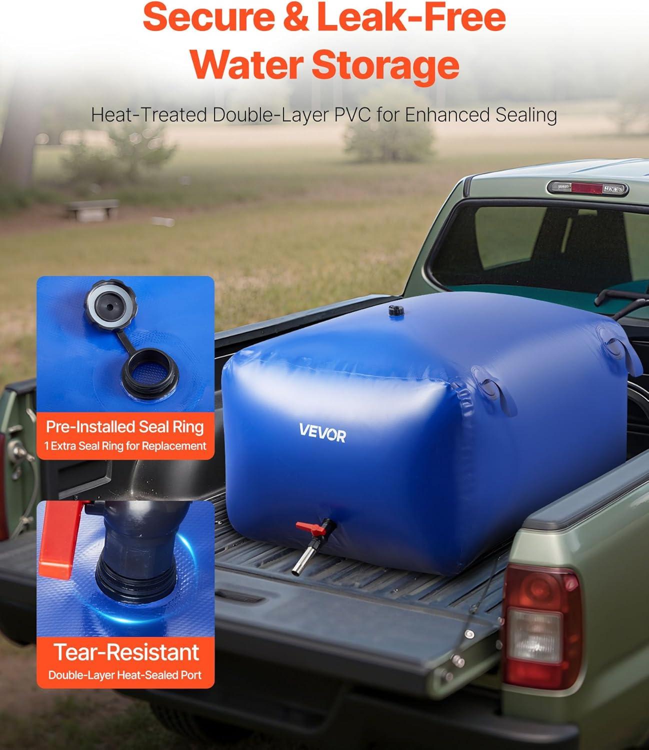 image:imageVEVOR 240L634 Gallon Water Storage Bladder Portable RV Water Tank 1000D PVC Collapsible Water Storage Containers Soft Water Storage Bag Water Bladder Fire Prevention Camping Emergency WaterBlue