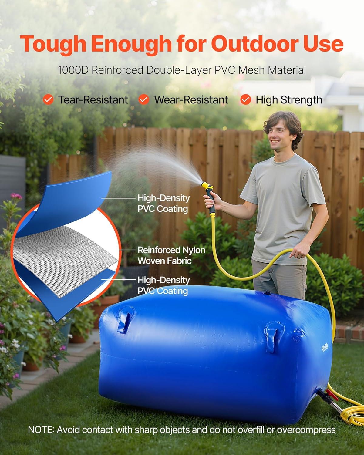 image:imageVEVOR 240L634 Gallon Water Storage Bladder Portable RV Water Tank 1000D PVC Collapsible Water Storage Containers Soft Water Storage Bag Water Bladder Fire Prevention Camping Emergency WaterBlue