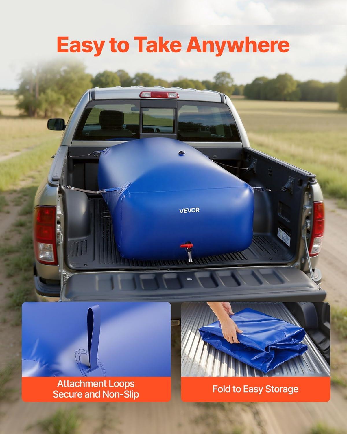 image:imageVEVOR 240L634 Gallon Water Storage Bladder Portable RV Water Tank 1000D PVC Collapsible Water Storage Containers Soft Water Storage Bag Water Bladder Fire Prevention Camping Emergency WaterBlue