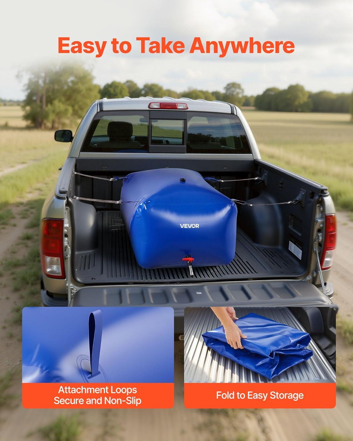 image:imageVEVOR 240L634 Gallon Water Storage Bladder Portable RV Water Tank 1000D PVC Collapsible Water Storage Containers Soft Water Storage Bag Water Bladder Fire Prevention Camping Emergency WaterBlue
