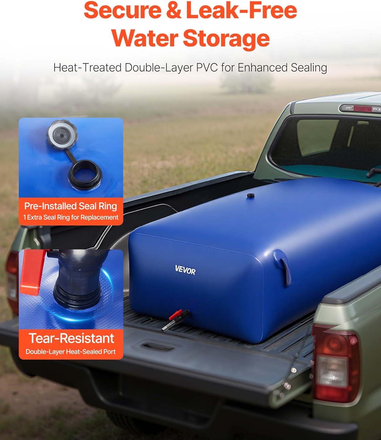 image:imageVEVOR 240L634 Gallon Water Storage Bladder Portable RV Water Tank 1000D PVC Collapsible Water Storage Containers Soft Water Storage Bag Water Bladder Fire Prevention Camping Emergency WaterBlue
