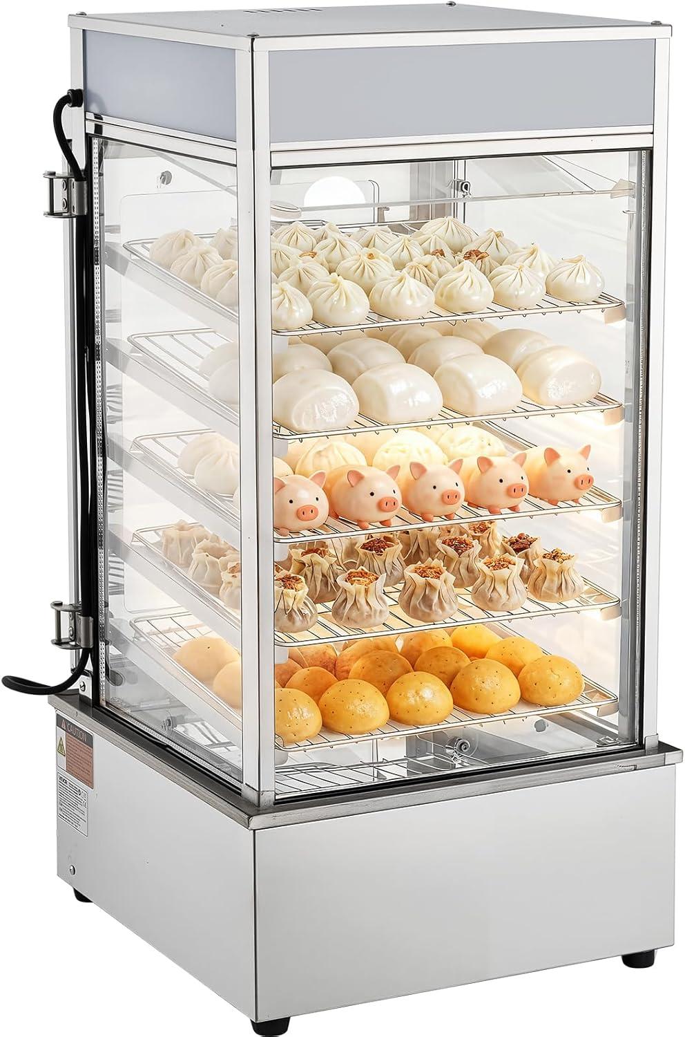 image:imageVEVOR 2Tier Commercial Food Warmer Display 850W Food Display Warmer wTempered Glass and Steam Heating 86185 Temperature Control 111L Large Capacity for Hamburger Pizza Bread Fried Chicken5Tier127QT