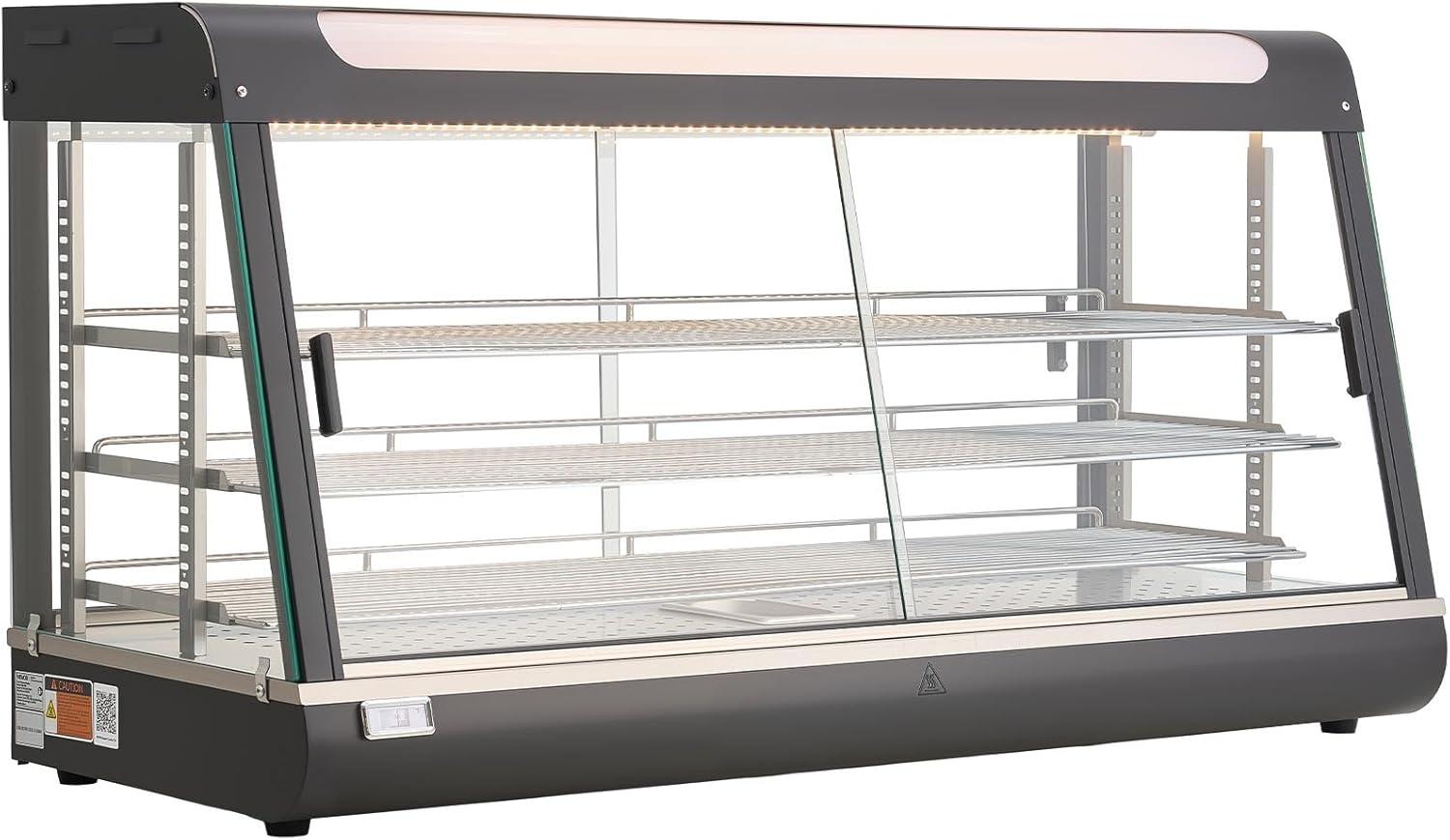 image:imageVEVOR 2Tier Commercial Food Warmer Display 850W Food Display Warmer wTempered Glass and Steam Heating 86185 Temperature Control 111L Large Capacity for Hamburger Pizza Bread Fried Chicken4724 x 1890 x 2520 in 1200 x 480 x 640 mm