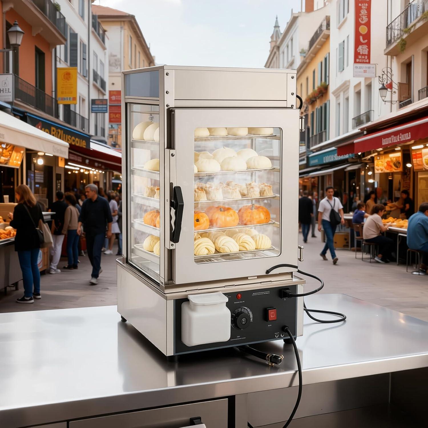 image:imageVEVOR 2Tier Commercial Food Warmer Display 850W Food Display Warmer wTempered Glass and Steam Heating 86185 Temperature Control 111L Large Capacity for Hamburger Pizza Bread Fried Chicken5Tier127QT