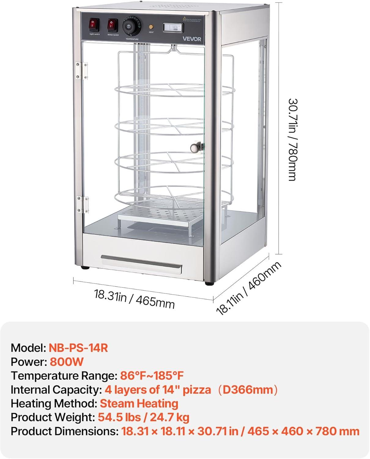 image:imageVEVOR 2Tier Commercial Food Warmer Display 850W Food Display Warmer wTempered Glass and Steam Heating 86185 Temperature Control 111L Large Capacity for Hamburger Pizza Bread Fried Chicken4Tier14
