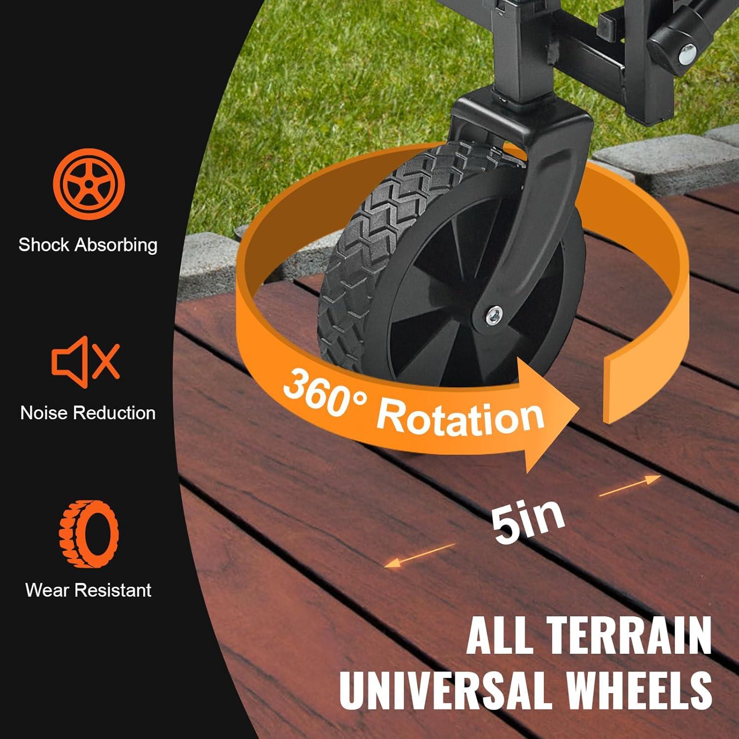 image:imageVEVOR Collapsible Folding Wagon Cart 220lbs Heavy Duty Wagons Carts Foldable with Wheels Outdoor Portable Garden Cart Utility Wagon for Groceries Camping Sports with Large Capacity amp Drink HolderBlack