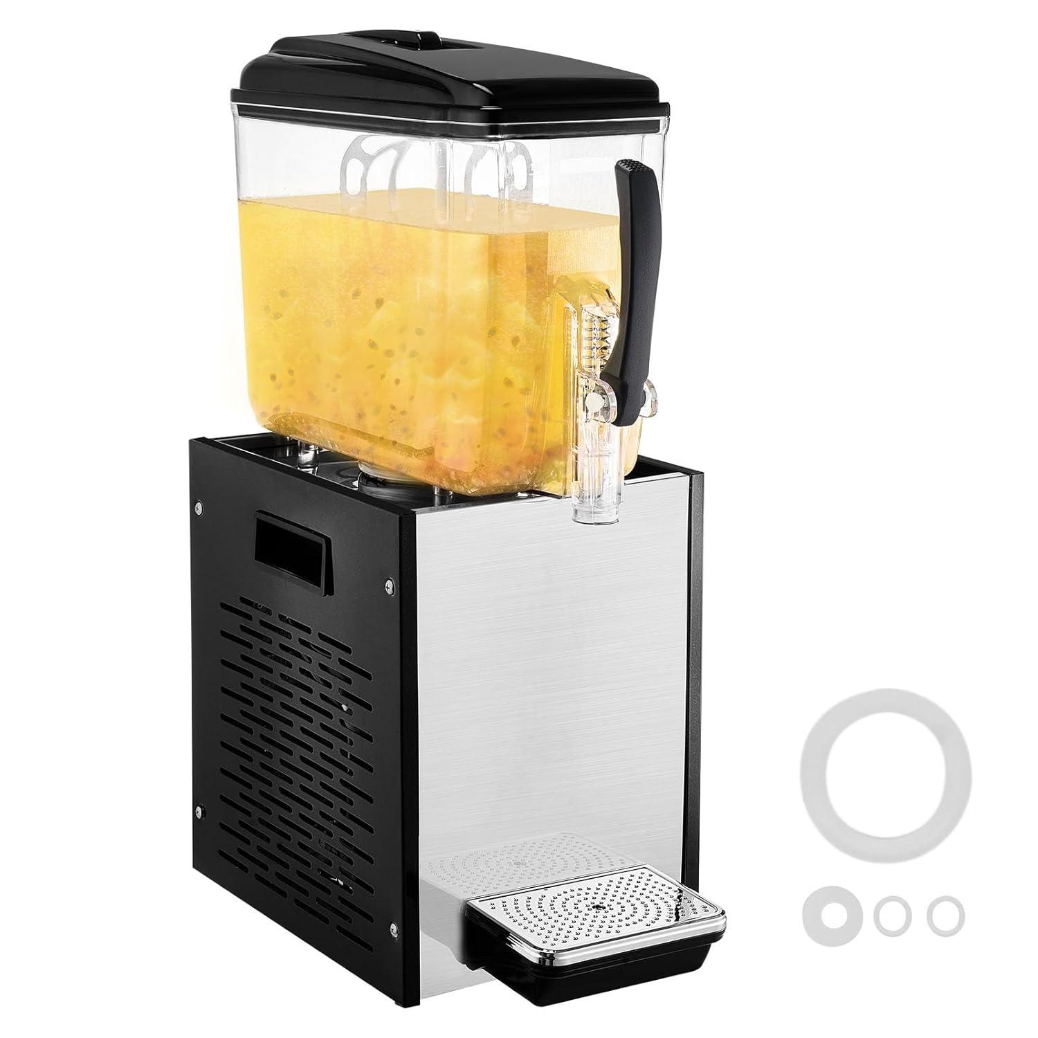 image:imageVEVOR Commercial Beverage Dispenser 12 L 127 QT Juice Dispenser 246W 304 Stainless Steel Food Grade Ice Tea Drink Machine with 45F54F Cooling Temperature for Cold Drink Restaurant Bar Party