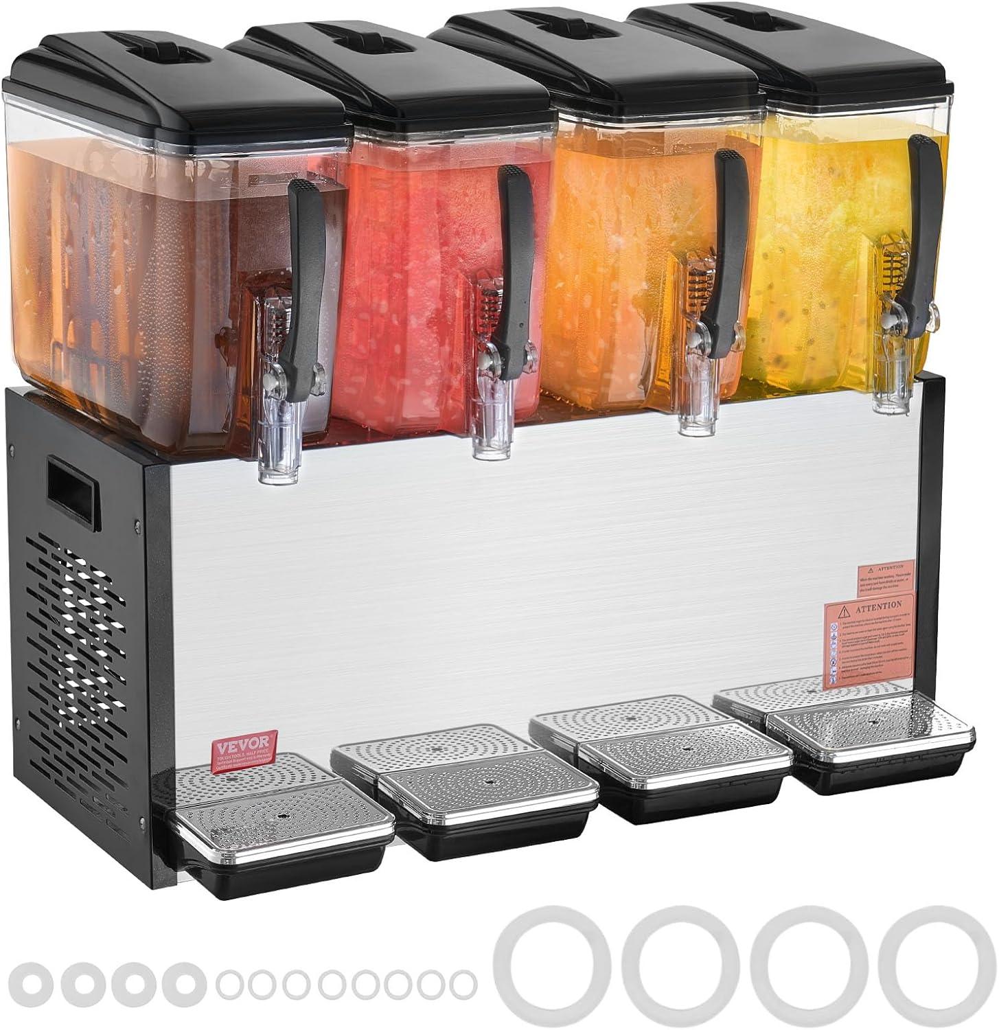 image:imageVEVOR Commercial Beverage Dispenser 3 Tanks 12 L 127 QT Per Tank Juice Dispenser 370W Stainless Steel Ice Tea Drink Machine with 45F54F Cooling Temperature for Cold Drink Restaurant Bar Party12L 4