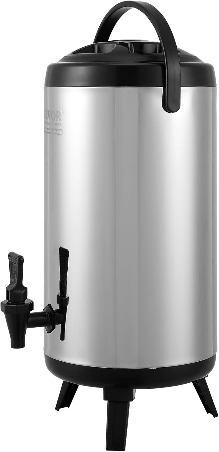 image:imageVEVOR Commercial Beverage Dispenser 3 Tanks 18 L 19 QT Per Tank Juice Dispenser 512W Stainless Steel Ice Tea Drink Machine with 45F54F Cooling Temperature for Cold Drink Restaurant Bar Party1 tanks x 92L