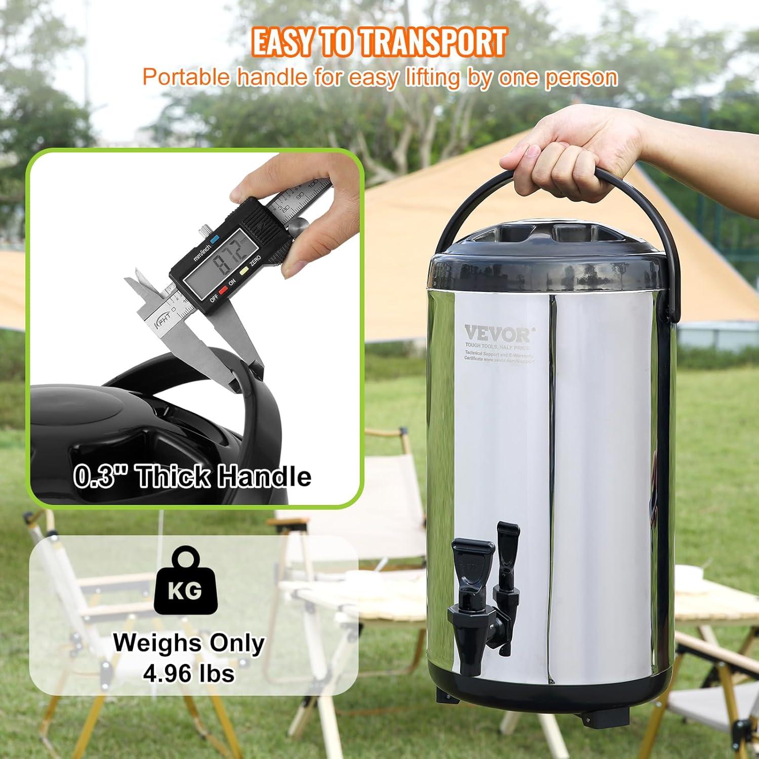 image:imageVEVOR Commercial Beverage Dispenser 3 Tanks 18 L 19 QT Per Tank Juice Dispenser 512W Stainless Steel Ice Tea Drink Machine with 45F54F Cooling Temperature for Cold Drink Restaurant Bar Party1 tanks x 92L