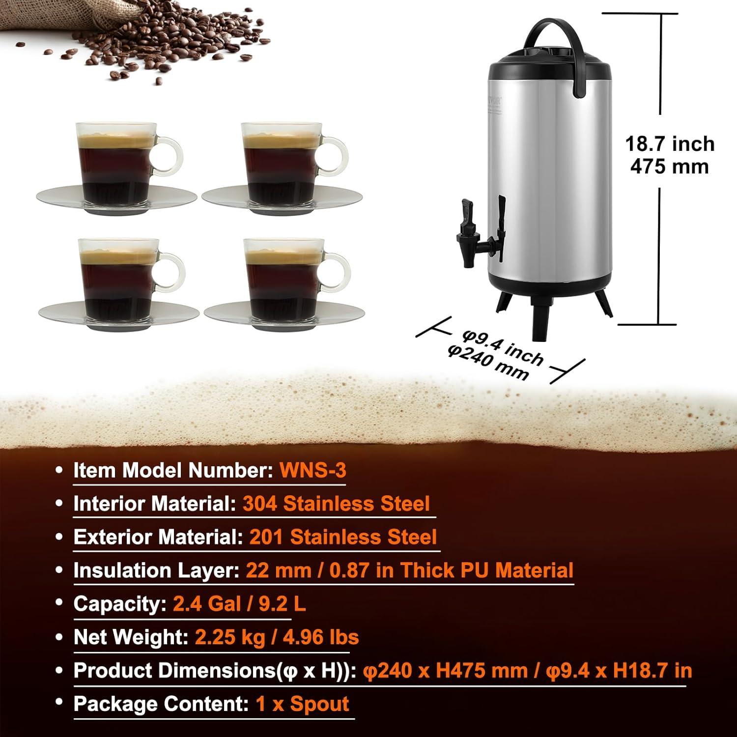 image:imageVEVOR Commercial Beverage Dispenser 3 Tanks 18 L 19 QT Per Tank Juice Dispenser 512W Stainless Steel Ice Tea Drink Machine with 45F54F Cooling Temperature for Cold Drink Restaurant Bar Party1 tanks x 92L