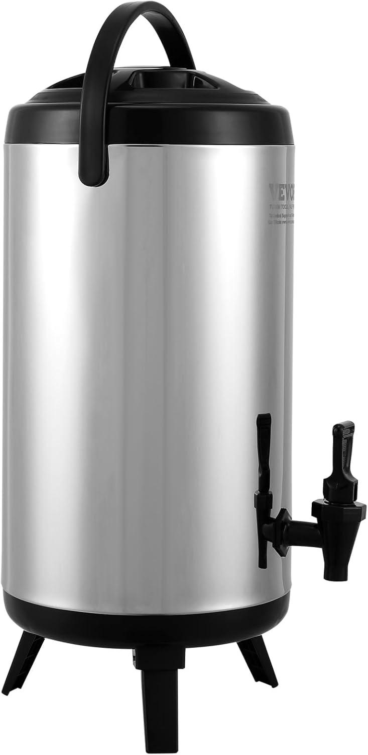 image:imageVEVOR Commercial Beverage Dispenser 3 Tanks 18 L 19 QT Per Tank Juice Dispenser 512W Stainless Steel Ice Tea Drink Machine with 45F54F Cooling Temperature for Cold Drink Restaurant Bar Party1 tanks x 92L