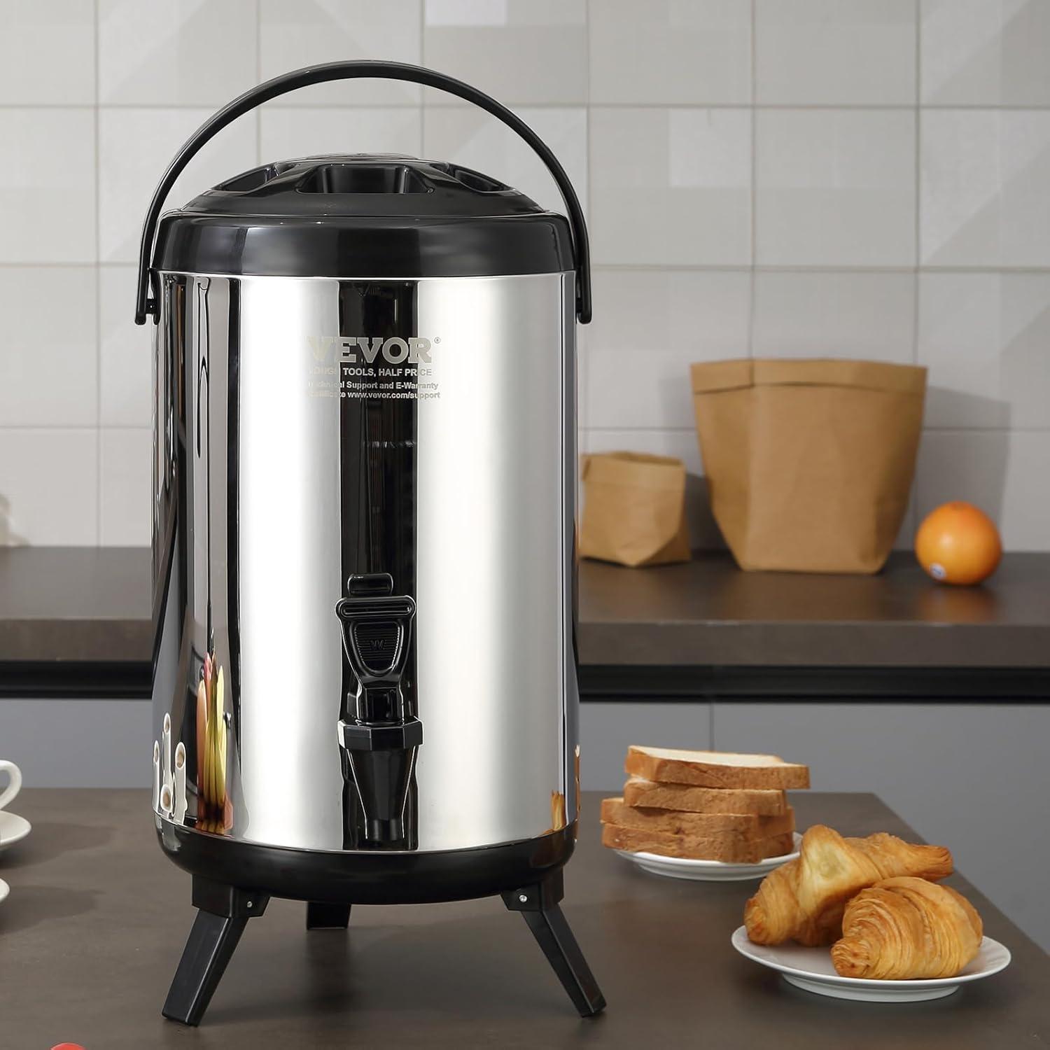 image:imageVEVOR Commercial Beverage Dispenser 3 Tanks 18 L 19 QT Per Tank Juice Dispenser 512W Stainless Steel Ice Tea Drink Machine with 45F54F Cooling Temperature for Cold Drink Restaurant Bar Party1 tanks x 92L