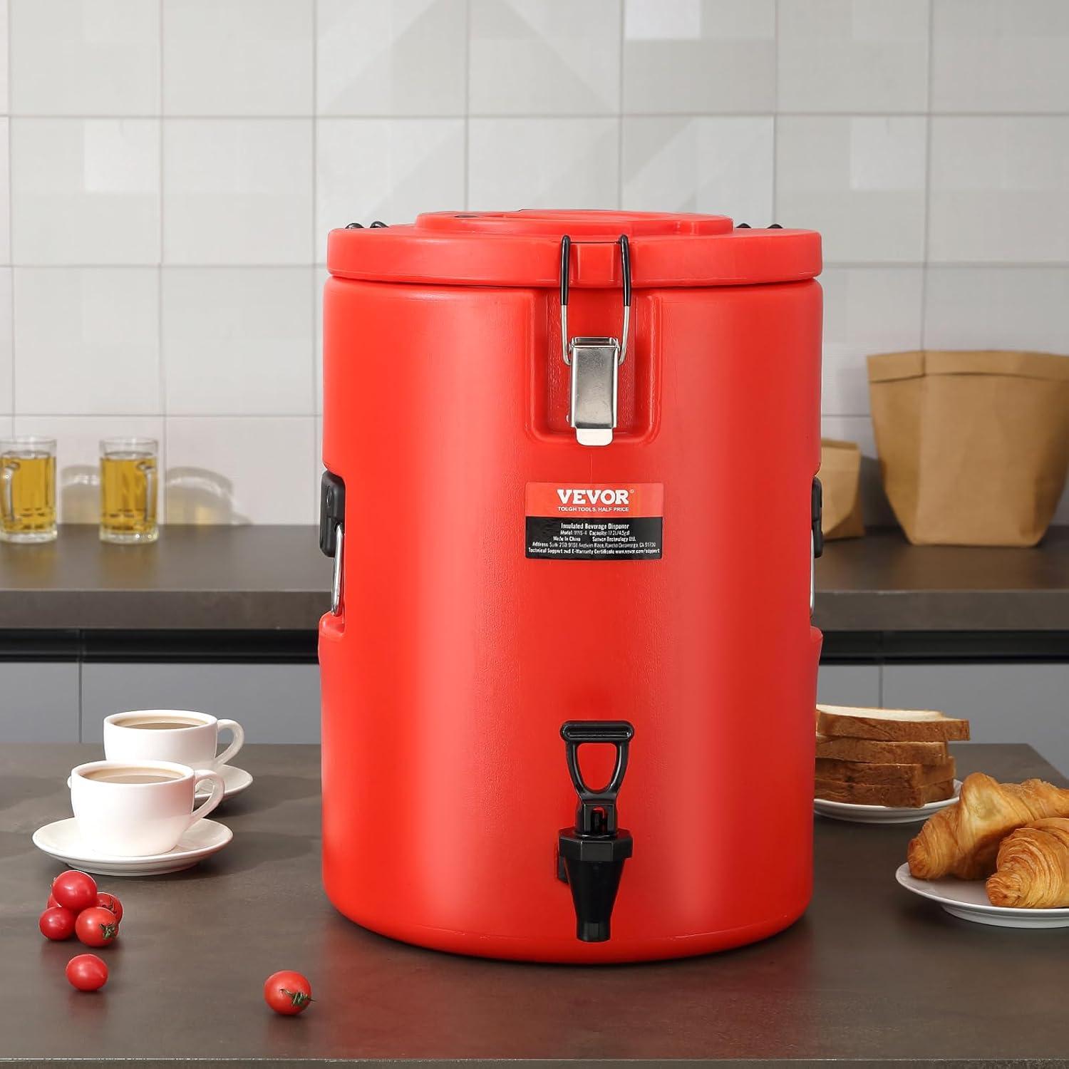 image:imageVEVOR Commercial Beverage Dispenser 4 Tanks 10 L 106 QT Per Tank Juice Dispenser 430W Stainless Steel Ice Tea Drink Machine with 45F54F Cooling Temperature for Cold Drink Restaurant Bar Party1 Dispenser 172 L