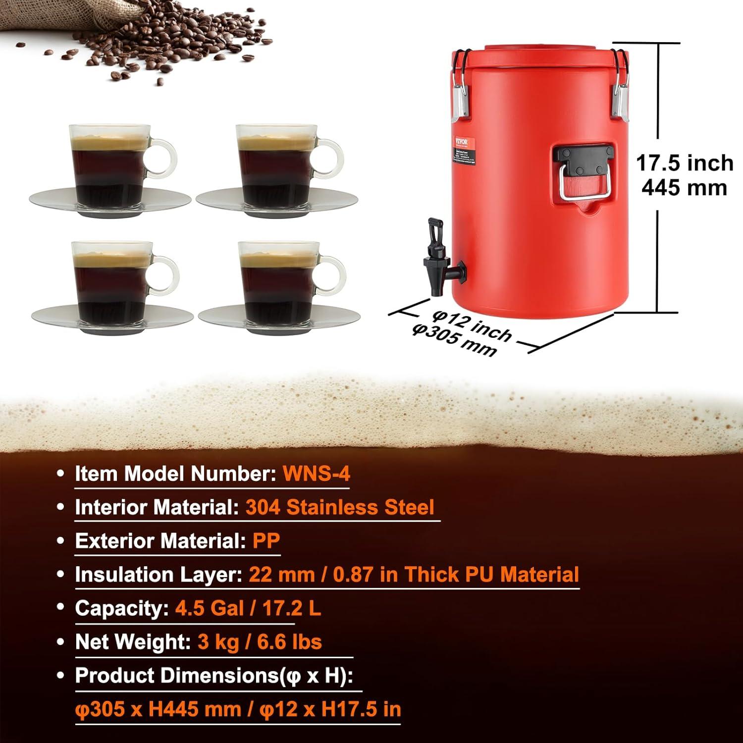 image:imageVEVOR Commercial Beverage Dispenser 4 Tanks 10 L 106 QT Per Tank Juice Dispenser 430W Stainless Steel Ice Tea Drink Machine with 45F54F Cooling Temperature for Cold Drink Restaurant Bar Party1 Dispenser 172 L