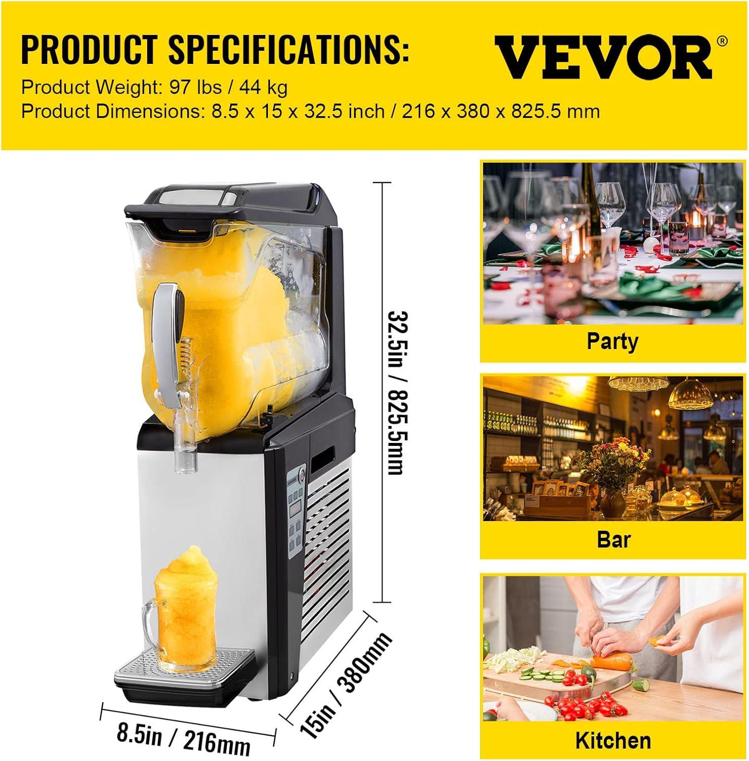 image:imageVEVOR Commercial Slushy Machine 10L Slushie Machine Frozen Drink Maker 600W Stainless Steel Margarita Wine Slush Smoothies Maker for Commercial and Home Use