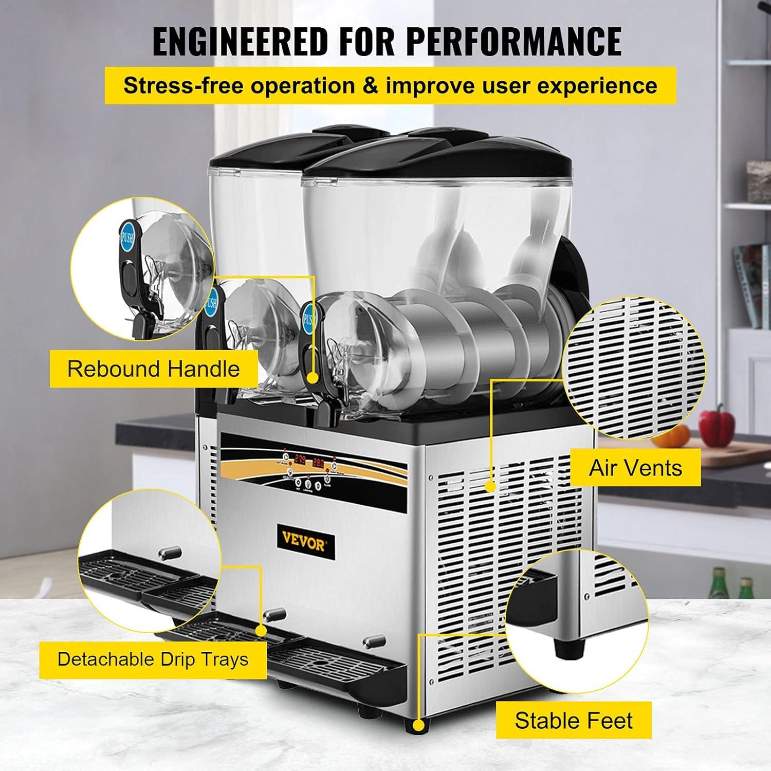 image:imageVEVOR Commercial Slushy Machine 12L Single Tank Frozen Drink Machine 48 Cups Stainless Steel Margarita Smoothie Frozen Drink Maker Slushie Maker for Home Party Restaurants Cafe BarsBlack