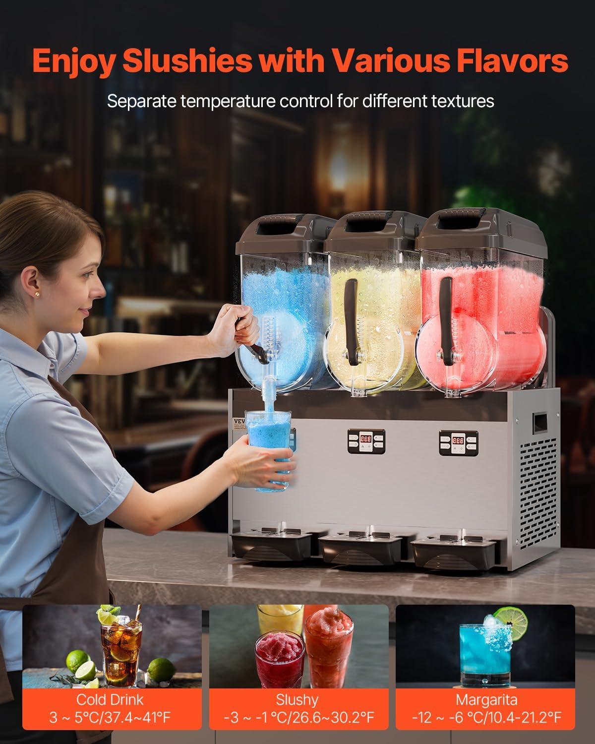 image:imageVEVOR Commercial Slushy Machine 12L Single Tank Frozen Drink Machine 48 Cups Stainless Steel Margarita Smoothie Frozen Drink Maker Slushie Maker for Home Party Restaurants Cafe BarsBlack