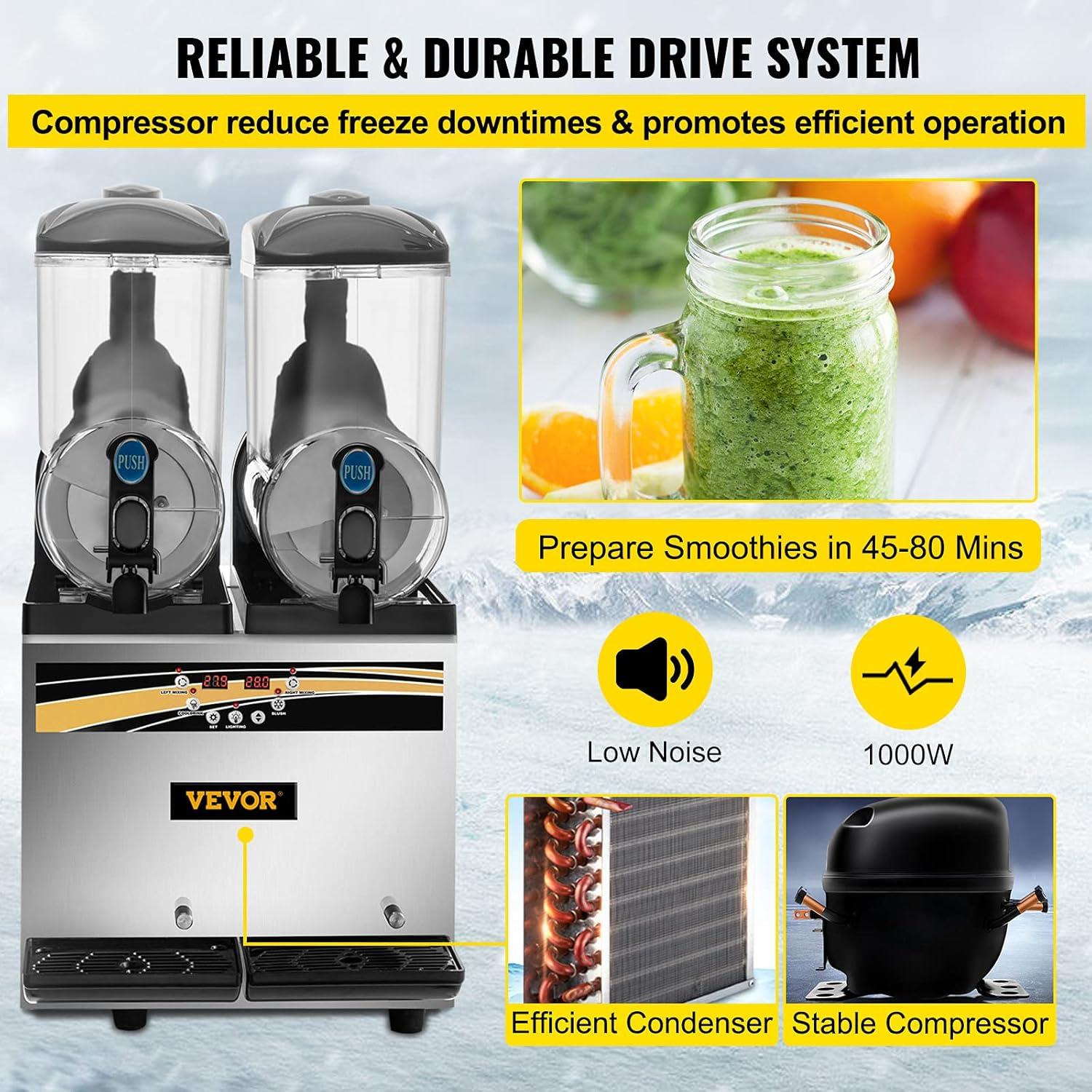 image:imageVEVOR Commercial Slushy Machine 12L Single Tank Frozen Drink Machine 48 Cups Stainless Steel Margarita Smoothie Frozen Drink Maker Slushie Maker for Home Party Restaurants Cafe BarsBlack