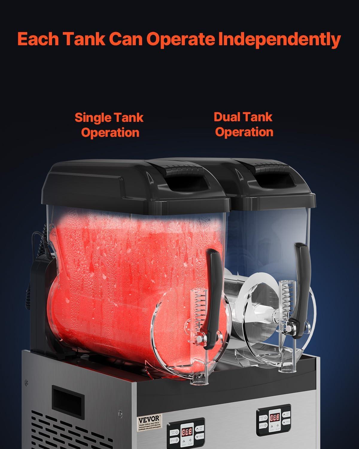 image:imageVEVOR Commercial Slushy Machine 12L Single Tank Frozen Drink Machine 48 Cups Stainless Steel Margarita Smoothie Frozen Drink Maker Slushie Maker for Home Party Restaurants Cafe BarsBlack