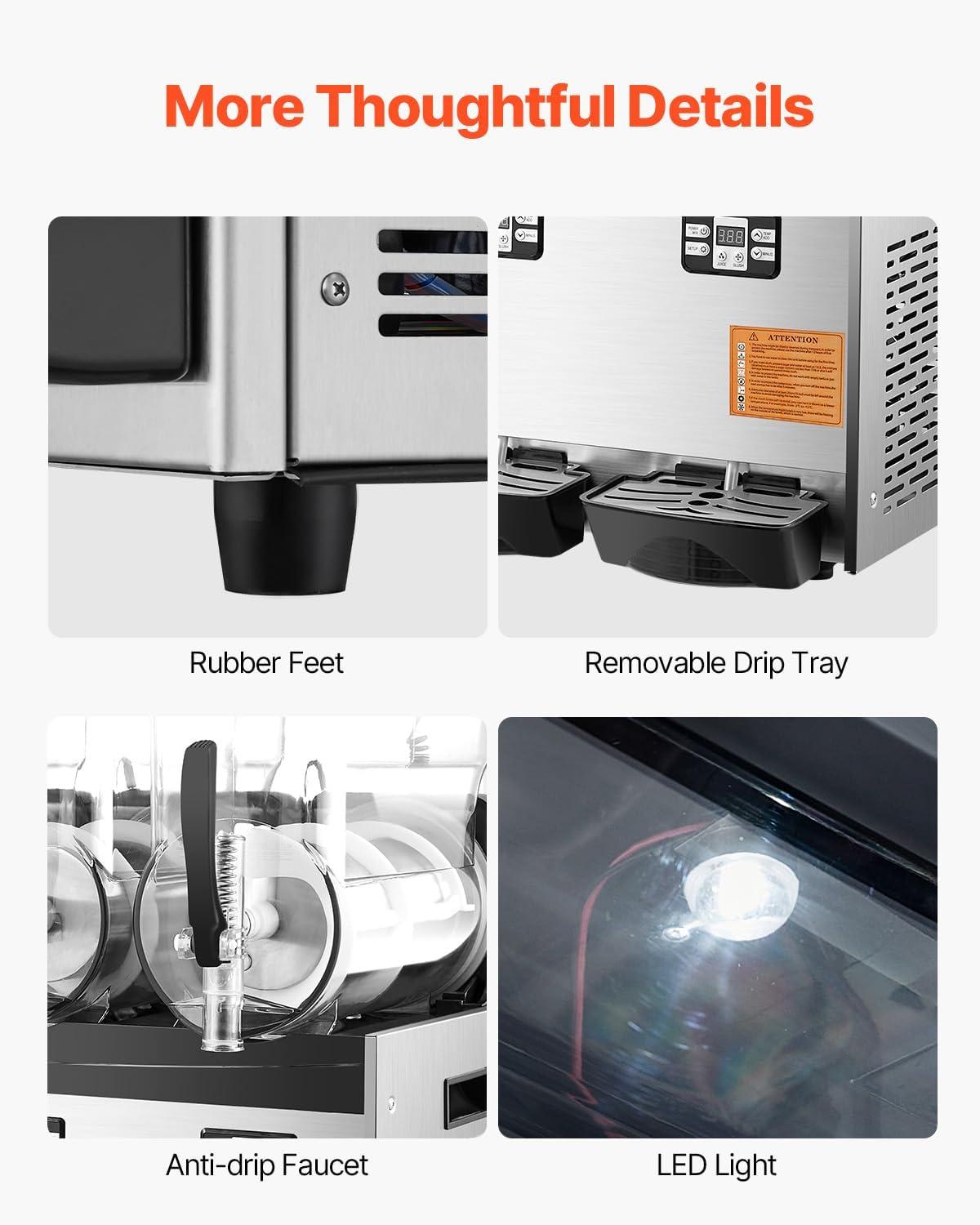 image:imageVEVOR Commercial Slushy Machine 12L Single Tank Frozen Drink Machine 48 Cups Stainless Steel Margarita Smoothie Frozen Drink Maker Slushie Maker for Home Party Restaurants Cafe BarsBlack