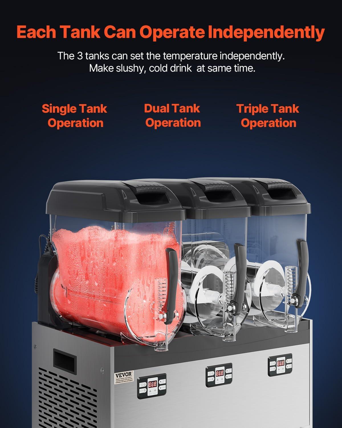 image:imageVEVOR Commercial Slushy Machine 12L Single Tank Frozen Drink Machine 48 Cups Stainless Steel Margarita Smoothie Frozen Drink Maker Slushie Maker for Home Party Restaurants Cafe BarsBlack
