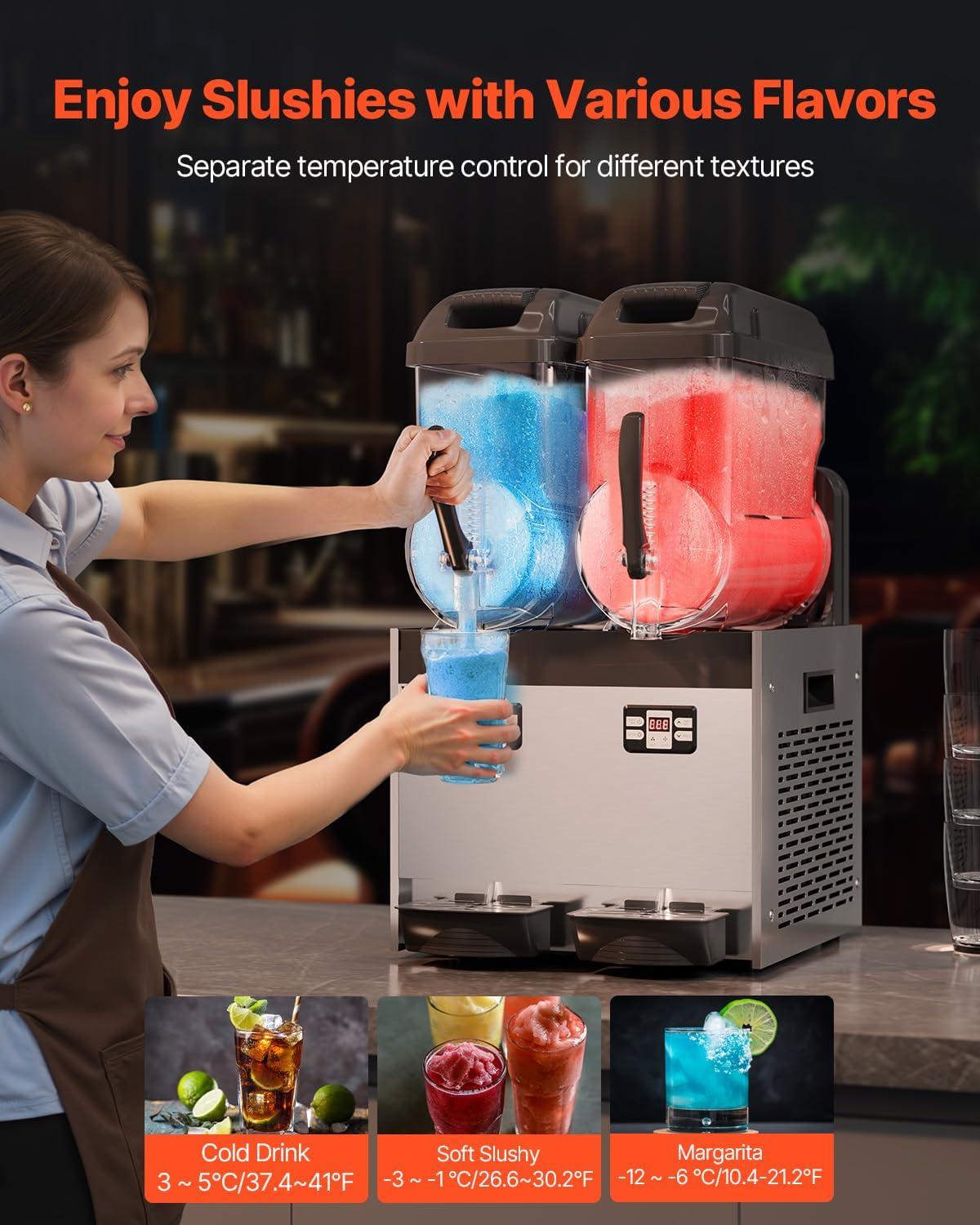 image:imageVEVOR Commercial Slushy Machine 12L Single Tank Frozen Drink Machine 48 Cups Stainless Steel Margarita Smoothie Frozen Drink Maker Slushie Maker for Home Party Restaurants Cafe BarsBlack
