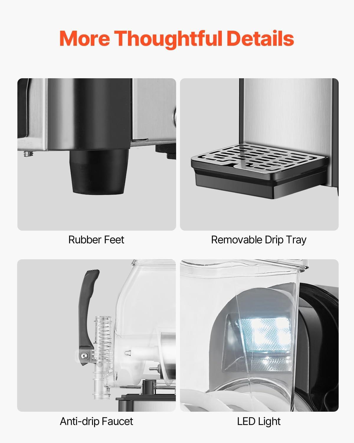 image:imageVEVOR Commercial Slushy Machine 4L Single Tank Frozen Drink Machine 16 Cups Stainless Steel Margarita Smoothie Frozen Drink Maker Slushie Maker for Home Party Restaurants Cafe Bars4L1