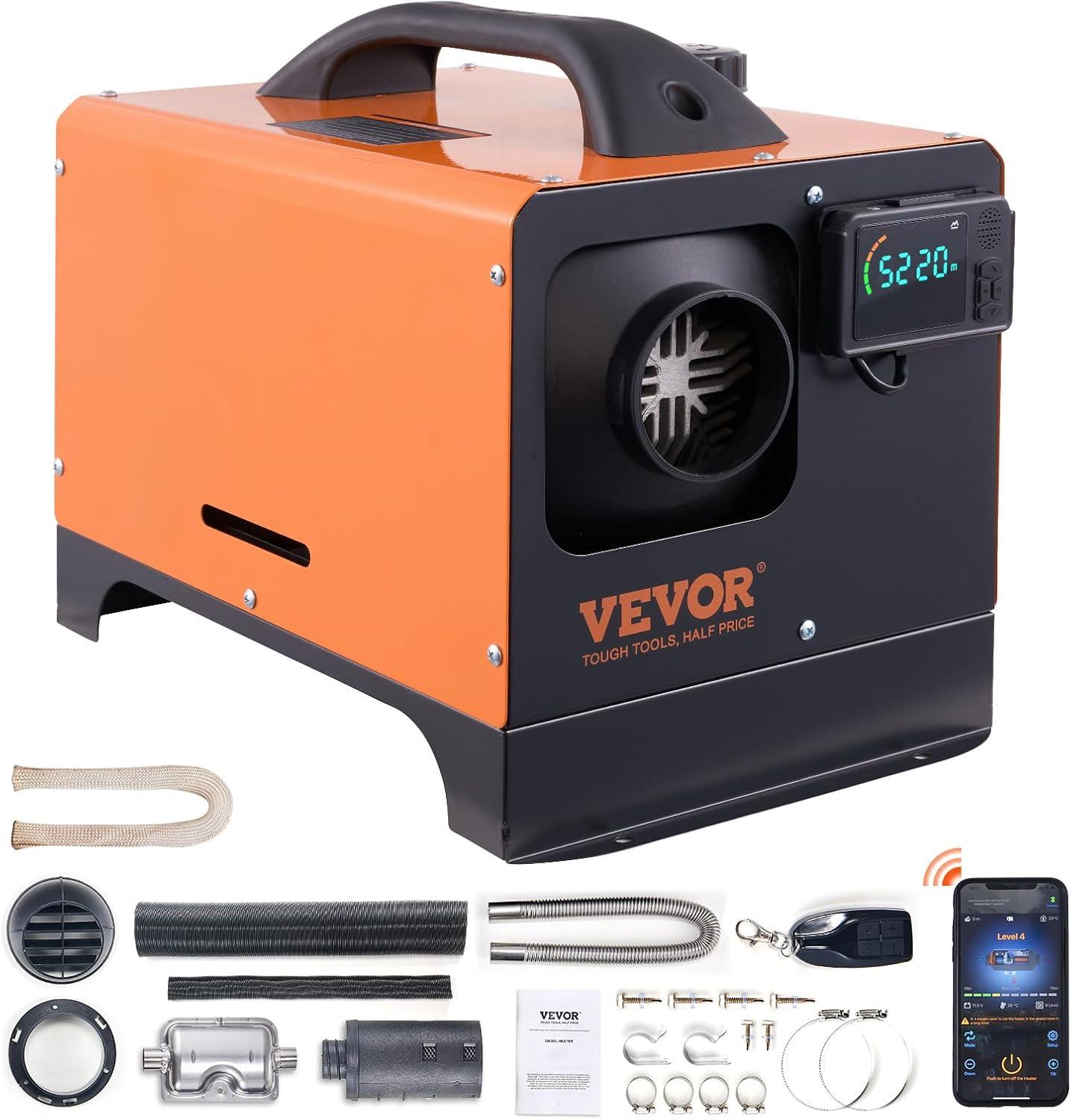 image:imageVEVOR Diesel Heater 12V Allinone Diesel Air Heater with Remote Control and LCD Display 5L Fuel Tank Fast Heating Portable Diesel Parking Heater for RV Truck 8KW Basic RedOrange