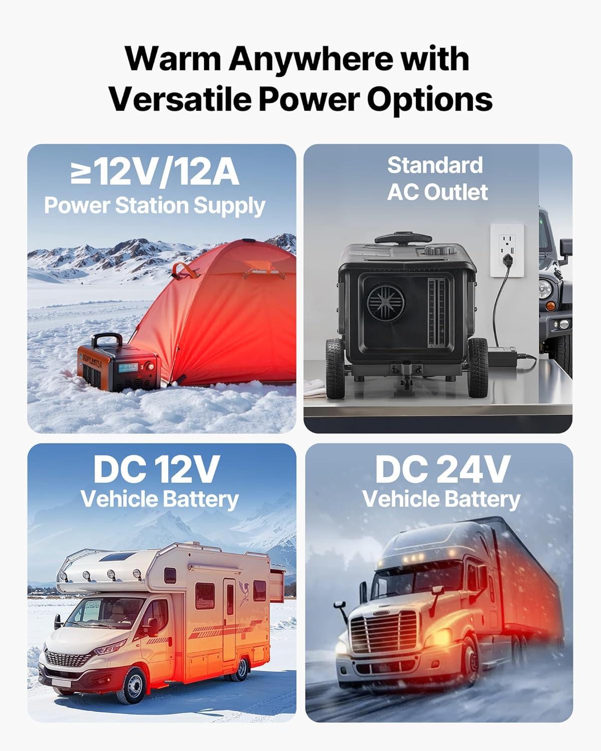image:imageVEVOR Diesel Heater 8KW DC 12V24V All in One Portable Diesel Air Heater with Bluetooth APP Control Remote Control and LCD Screen Trolley Design 13 Gal Fuel Tank for Trucks Vans RVs Campers