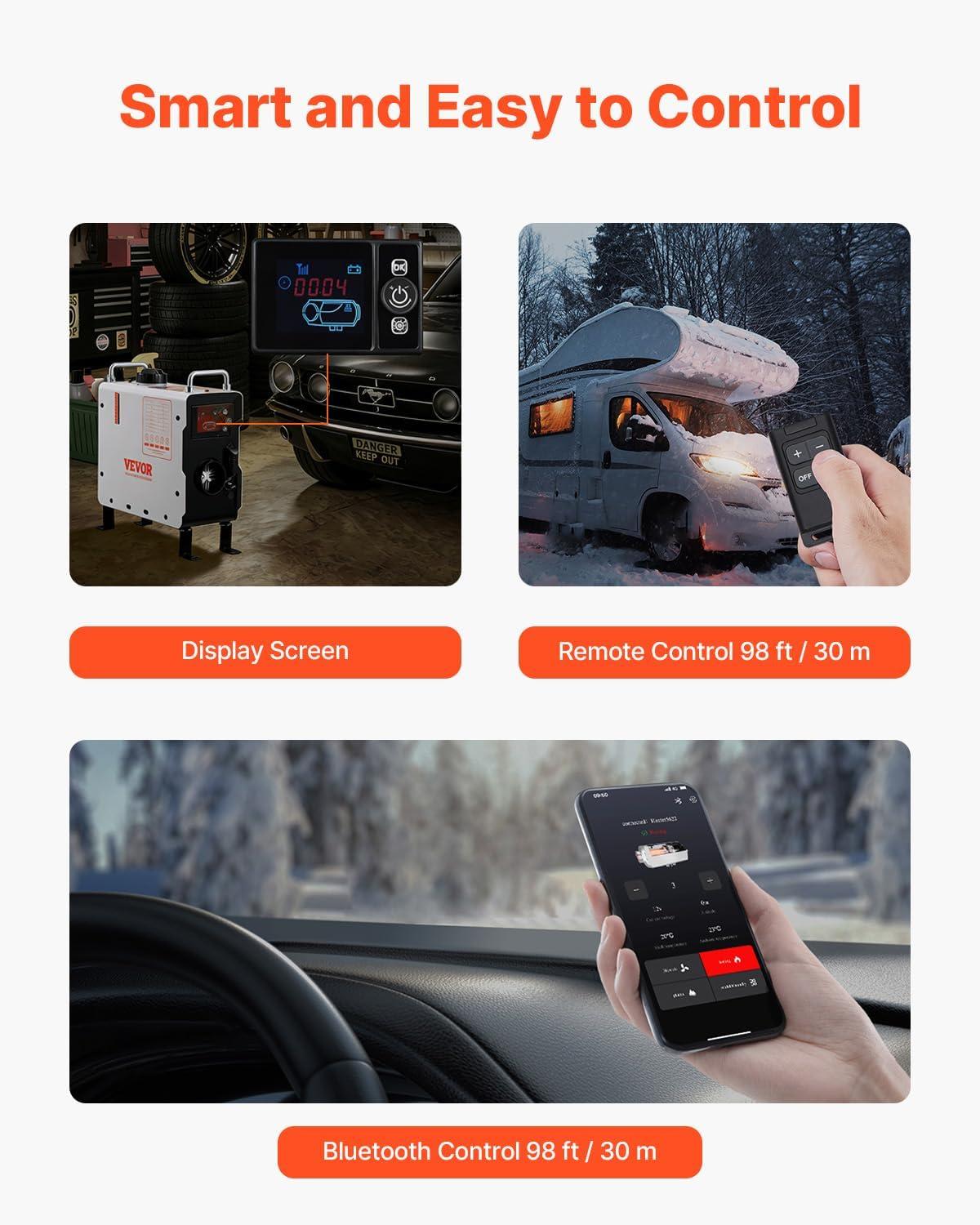 image:imageVEVOR Diesel Heater 8KW DC 12V24V All in One Portable Diesel Air Heater with Remote Control and LCD Screen Fast Heating Low Noise 11 Gal Fuel Tank for Trucks Vans RVs Campers and GaragesWhite