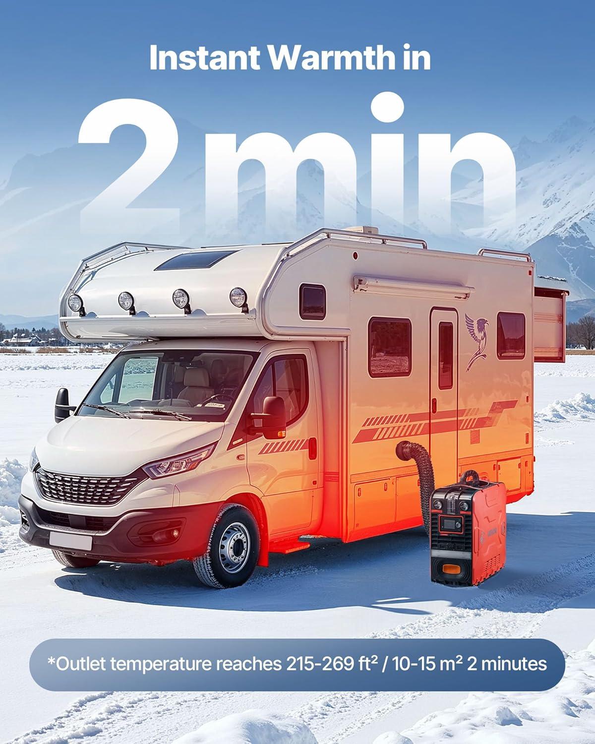image:imageVEVOR Diesel Heater 8KW DC 12V24V All in One Portable Diesel Air Heater with Remote Control and LCD Screen Fast Heating Low Noise 11 Gal Fuel Tank for Trucks Vans RVs Campers and GaragesBlackOrangeH