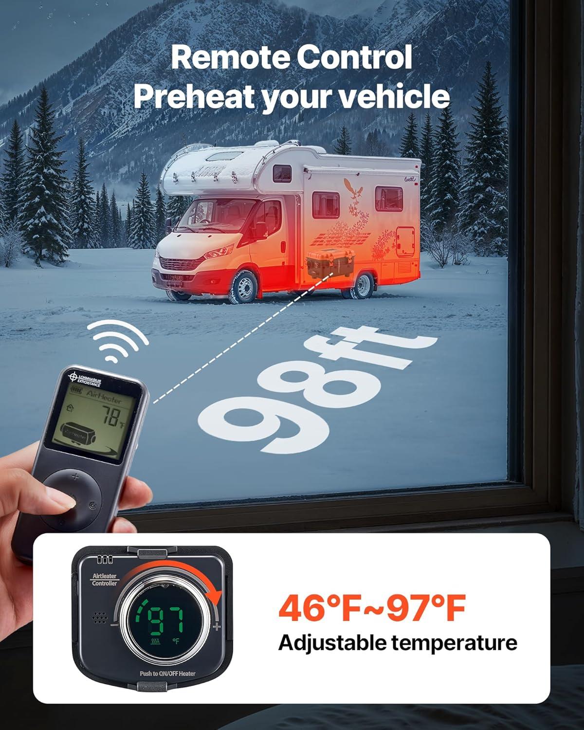 image:imageVEVOR Diesel Heater 8KW DC 12V24V All in One Portable Diesel Air Heater with Remote Control and LCD Screen Fast Heating Low Noise 11 Gal Fuel Tank for Trucks Vans RVs Campers and GaragesBlackOrangeW
