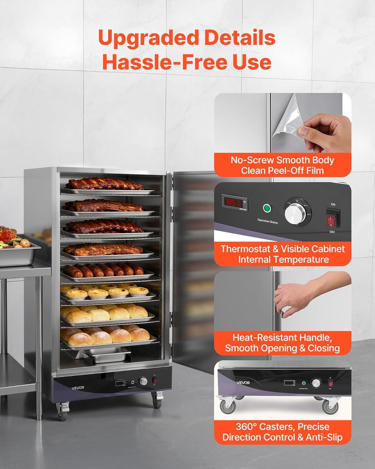 image:imageVEVOR Electric Hot Box Food Warmer 5Tier Commercial Warming Cabinet with Water Tray SingleDoor and Adjustable Shelves Stainless Steel Food Warmer Cabinet for Restaurant Kitchen Pizza Chicken8 Tier