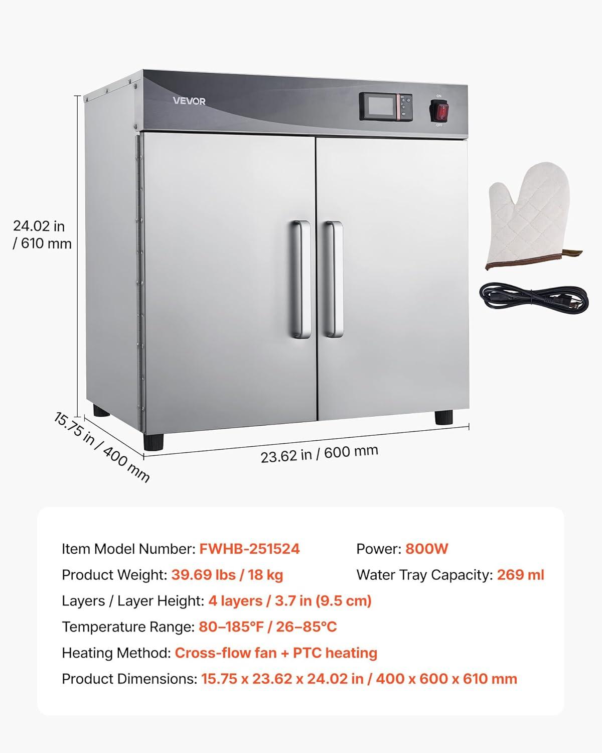 image:imageVEVOR Electric Hot Box Food Warmer 5Tier Commercial Warming Cabinet with Water Tray SingleDoor and Adjustable Shelves Stainless Steel Food Warmer Cabinet for Restaurant Kitchen Pizza Chicken4 Tier2 Doors