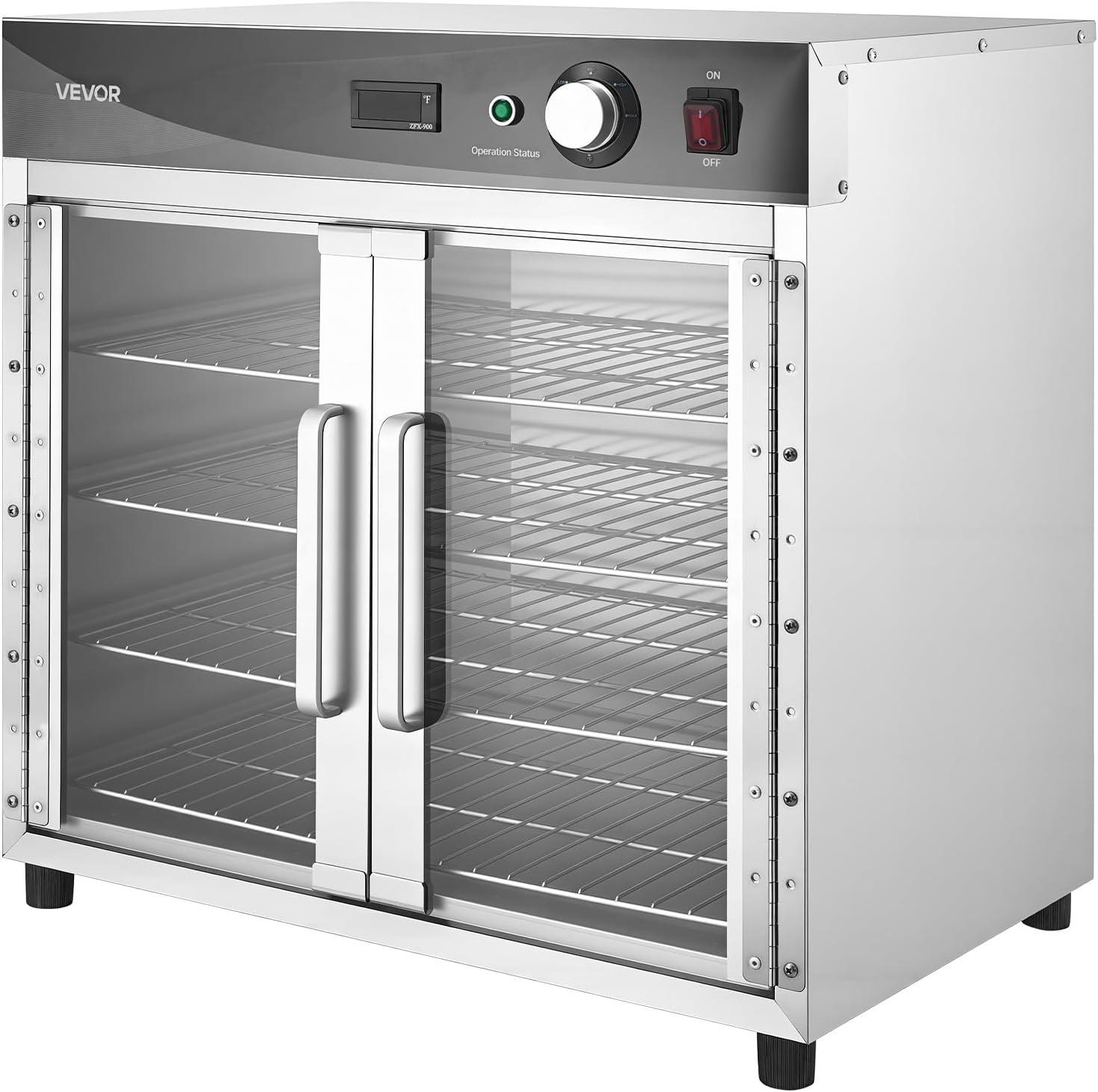 image:imageVEVOR Electric Hot Box Food Warmer 5Tier Commercial Warming Cabinet with Water Tray SingleDoor and Adjustable Shelves Stainless Steel Food Warmer Cabinet for Restaurant Kitchen Pizza Chicken4 Tier2 Transparent Doors