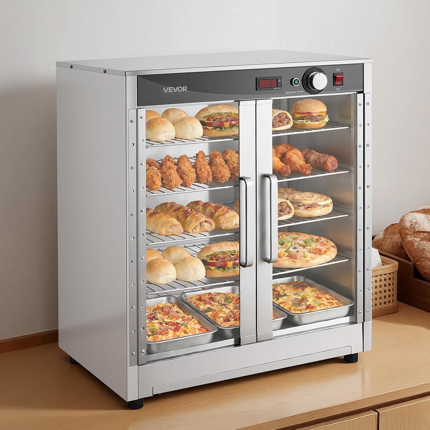 image:imageVEVOR Electric Hot Box Food Warmer 5Tier Commercial Warming Cabinet with Water Tray SingleDoor and Adjustable Shelves Stainless Steel Food Warmer Cabinet for Restaurant Kitchen Pizza Chicken5 Tier2 Transparent Doors