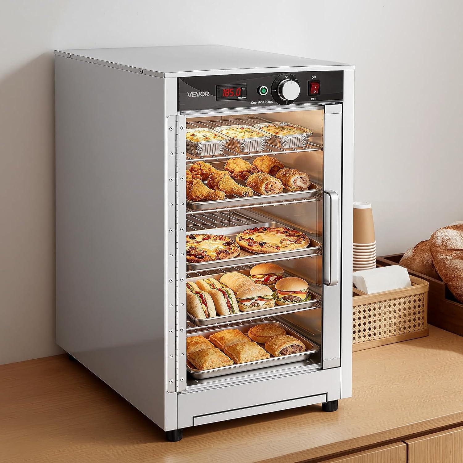 image:imageVEVOR Electric Hot Box Food Warmer 5Tier Commercial Warming Cabinet with Water Tray SingleDoor and Adjustable Shelves Stainless Steel Food Warmer Cabinet for Restaurant Kitchen Pizza Chicken5 TierTransparent Door