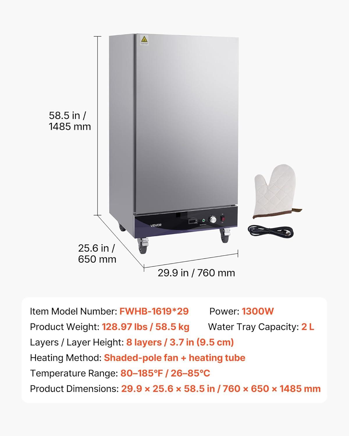 image:imageVEVOR Electric Hot Box Food Warmer 5Tier Commercial Warming Cabinet with Water Tray SingleDoor and Adjustable Shelves Stainless Steel Food Warmer Cabinet for Restaurant Kitchen Pizza Chicken8 Tier
