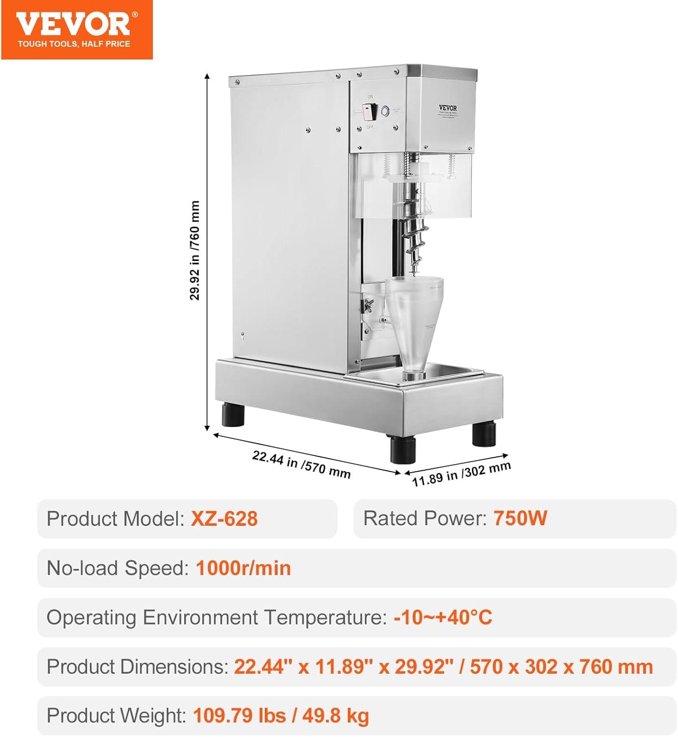 image:imageVEVOR Frozen Yogurt Blending Machine 400W Stepless Speed AdjustmentYogurt Milkshake Ice Cream Mixing Machine 4200RPM750W